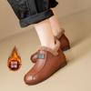 Zapatos de Invierno de Cuero Suave Antideslizantes para Madres, Zapatos de Algodón Cómodos de Suela Blanda con Forro Polar para Ancianos, Zapatos de Cuero Suave, Zapatos de Invierno para Mujer, Botas de Moda