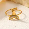 Anel de Aço Titânio Atacado Estilo Coreano Anel Lavado Que Não Desbota com Diamantes Anel Personalizado Mix and Match Anel de Cauda Anel de Articulação Anel Feminino