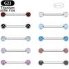 Haste Reta Titanium F136 Pontas Duplas Rosca Interna Três Pontas Mamilo Esférico Stud para Língua Stud para Ponte de Orelha G23 Joia de Piercing Stud para Cartilagem da Orelha Piercing