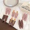 Set de Pasadores para el Cabello con Puntos Polka Marrón-Rosa y Borde Ondulado Vintage, Pinza de Pico de Pato con Textura de Acetato, Pinza Suave Francesa para Flequillo Lateral