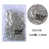 Base Plateada 1440 Pedrería Plana para Uñas Que No Se Cae, Diamantes de Cristal Redondos Transparentes Ab Blancos Decoraciones