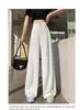 Nuevo Estilo Chino Estilo Nacional Hebilla Diseño Sensación 2025 Primavera y Verano Nuevos Pantalones de Pierna Ancha de Cintura Alta Casual para Mujer Combinan con Todo Talla Grande