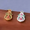 Plata Pura 999 Azul Quemado Color Oro Antiguo Fortuna y Prosperidad Loto Colgante DIY Pulsera Estilo Chino Collar Accesorios de Plata