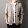 Cardigã de malha masculino mais vendido, novo estilo primavera/outono, jaqueta suéter casual de cor sólida para homens jovens e de meia-idade, atacado