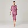 En stock Foto Real-Pliegue Miyake 2024 Moda Estampado Plegable Vestido Largo de un Solo Botón