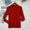 Suéter Feminino Novo Primavera e Outono Gola Alta Meia Manga Slim Fit Manga Longa Versátil Elegante Malha