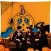 Tapiz de Terror de Halloween Fantasma Doble Bruja Preparando Poción Castillo Fondo de Calabaza Tapiz de Pared Tapiz Decorativo Venta al por Mayor