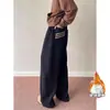 Pantalones de Chándal de Estilo Perezoso con Tres Rayas y Forro Polar para Hombre, Pantalones Casuales de Pana para Otoño e Invierno, de Pierna Recta y Pierna Ancha, Estilo Americano, Caídos