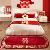 Alfombra Roja Festiva para Bodas Habitación de Boda Cachemira Artificial Engrosada Alfombrilla Resistente a la Suciedad Antideslizante Felpudo para Puerta Alfombrilla de Suelo Manta para Mesita de Noche de Dormitorio