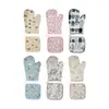 Guantes de cocina para hornear resistentes al calor estilo japonés con estampado floral para venta al por mayor transfronteriza, tapetes para horno aislantes del calor con patrón floral múltiple, almohadillas aislantes del calor resistentes a altas temperaturas