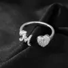 Anillo de Moda Dinámico con Letra Corazón de Moissanita Chapado en Oro de 14K para Mujer, Anillo de Lujo Ligero de Gama Alta, Venta Directa al por Mayor Transfronteriza