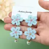 Brincos Bordados de Flor de Cinco Pétalas Estilo Novo de Primavera, Brincos de Flor Frescos e Doces, Brincos Exquisitos, Delicados, Compactos e Versáteis