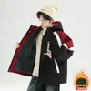 Chaqueta con capucha gruesa estilo coreano suelta forrada de polar para niños mayores, Parka casual de moda, Abrigo de algodón para dropshipping