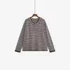 Suéter Feminino Plus Size Gola Redonda Emagrecedor Listrado Color Block Estilo Outono 2026 Tricô Solto Casual para Mulheres 23675