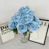 Flores Artificiales para Boda, Rosas de Diamante de Nueve Cabezas, Arreglos Florales para Salón de Bodas, Decoraciones para Pasillo, Exhibición en Casa, Flores de Seda para Exportación