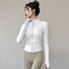Jaqueta Cardigan Esportiva de Yoga com Zíper de Secagem Rápida Feminina Jaqueta de Corrida Fitness Manga Longa Top Alta Elasticidade Respirável Roupa Esportiva de Treinamento