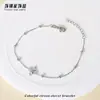 Pulsera Flor de Trébol de Cuatro Hojas de Circonia de Colores, Lujo Ligero y Sensación de Alta Gama, Pulsera Ajustable de Acero de Titanio para Mujer, Joyería 18K