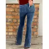 Detalles de bordado floral europeo y americano transfronterizo, pantalones de campana, jeans elásticos, artículo de moda, estilo casual versátil