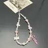 Corrente para Celular Desenho Animado Rosa Fofo Caseiro West Highland Borboleta Colorida Pérola Osso Pingente Ccd Pingente Decoração