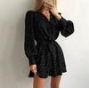 Vestido Estampado de Lunares Estilo Nuevo Europeo y Americano 2026 Primavera/Verano Wildberries Vestido de Oficina de Cintura Alta para Mujer Ins