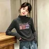 Camisa Térmica de Manga Longa com Gola Alta 2026 Outono/Inverno Infantil Versátil Camiseta Listrada Camada Base Tendência Meninas