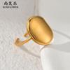 Anillo de apertura de acero de titanio geométrico de moda personalizado, nicho de diseño simple, joyería de metal, joyería de alto sentido, venta al por mayor