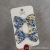 Novo Estilo Pastoral de Primavera Doce Fofo Infantil Estudante Grampo de Cabelo Azul Floral Laço Par de Presilhas Franja Borda Clip