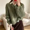 Cardigan de tricô trançado liso estilo coreano LEKA para mulheres, novo suéter casual solto vintage para mulheres outono e inverno 2026
