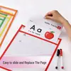 Amazon bolsa de documentos de trabajo transparente de PVC cosida reutilizable para escribir con marcador de borrado en seco bolsa de escritura de PET para marcador de borrado en seco