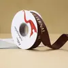 Fita 2,5cm*30 Jardas com Letras em Inglês, Estampagem Dourada, Fita Nervurada Floral para Presente, Material Floral Cetim para Embalagem, Fita Decorativa