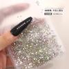Diamante Redondo de Fundo Plano Cor AB Super Brilhante Vidro Strass Cor Mágica Diamante Redondo Pequeno Cruzamento Europeu e Americano Diamante de Unha Joia de Unha