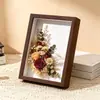 Porta-retrato de flor seca oca display de mesa flores preservadas rosa feito à mão criativo diy porta-retrato tridimensional moldura de espécime