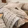 Juego de Ropa de Cama de Cuatro Piezas Estilo Retro de Lino y Algodón Puro Modelo Nuevo 2026 Sábana y Funda de Edredón 100% Algodón y Lino Juego de Cama de Tres Piezas para Dormitorio