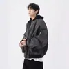 Diseño Original Retro Americano Uniforme de Béisbol para Hombre Otoño e Invierno Holgada Casual Corta con Capucha Textura de Piel Sintética Chaqueta