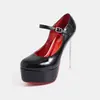 Ventas directas de fábrica, venta al por mayor de nuevos estilos europeos y americanos, zapatos de mujer de punta redonda, corte bajo, con una sola tira, suela roja, plataforma impermeable y tacón de aguja.