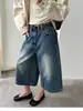 T-PLATFORM Guangzhou Treze Fábricas Outono Versátil Desgastado Barra Crua Cropped Perna Larga Jeans Personalizado 58057