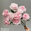 Flor artificial con 3 rosas de diamante y hojas, corazón de espuma, rosa de coleccionista, rosa de seda en plena floración para fotografía