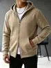 Moletom Cardigan com Capuz e Zíper Duplo Masculino, Jaqueta Grossa Solta com Forro de Fleece Outono e Inverno, Moletom Esportivo Casual Plus Size