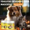 Suministros para mascotas transfronterizos para comercio exterior: toallitas para ojos de mascotas para eliminar manchas de lágrimas, toallitas húmedas limpiadoras para gatos para limpiar los ojos y eliminar las manchas de lágrimas