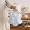 Macacão Morandi Azul de Verão Roupas de Bebê Top Sem Mangas Criança Pequena Bebê Roupa de Engatinhar de Verão Macacão