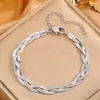 Pulsera de Acero Titanio Estilo Coreano Moda Pulsera de Cintura Pequeña para Mujeres Lujo Ligero Alta Gama Versátil Pulsera de Acero Inoxidable con Incrustaciones de Diamantes Joyería