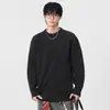 Suéter Retro Pesado de Punto Grueso de Alta Gama Estilo Americano para Hombre, Nueva Camisa Base Holgada de Otoño e Invierno, Prendas de Punto Elegantes de Cuello Redondo