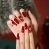 Uñas Portátiles de Navidad Copo de Nieve Amor Brillo Manicura Uñas Postizas Cortas Almendra Mariposa Uñas Largas Europeas y Americanas Venta al por Mayor