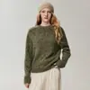 Suéter de punto con hilo floral de cuello redondo y diseño de hombro raglán, estilo relajado para mujer, nueva colección otoño/invierno 2026 100% cachemira Bai Cai Rong