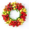 Guirlanda de Tulipas Artificiais Estilo Primavera Transfronteiriça, Guirlanda para Decoração de Casa Pendurada na Porta, Enfeite de Feriado de Natal Guirlanda de Videira Pendurada na Parede
