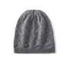 Cachemira 2026 Otoño/Invierno Nuevo Estilo para Mujer de Gama Alta Color Sólido Tejido de Punto Trenzado Engrosado Cálido Moda Gorro de Punto Casual