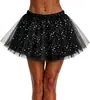 Saia Tutu Adulto em Estoque com 4 Camadas de Tule, Inclui Forro, Lantejoulas de Estrela, Saia de Tule de Comprimento Médio, Saia Bufante, Saia de Performance de Palco