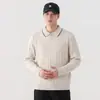 Suéter de malha com gola e mangas compridas para homens, pulôver casual texturizado, suéter moderno de cor sólida vintage