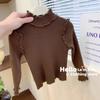 [em estoque] Jaqueta infantil com gola de madeira da Coreia do Sul outono nova blusa básica de tricô para bebê menina meninas