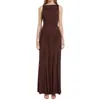 Moda Feminina Nova Outono 2026: Vestido Elegante Europeu e Americano para o Dia a Dia, Vestido Longo Sem Mangas Plissado de Corte Justo
